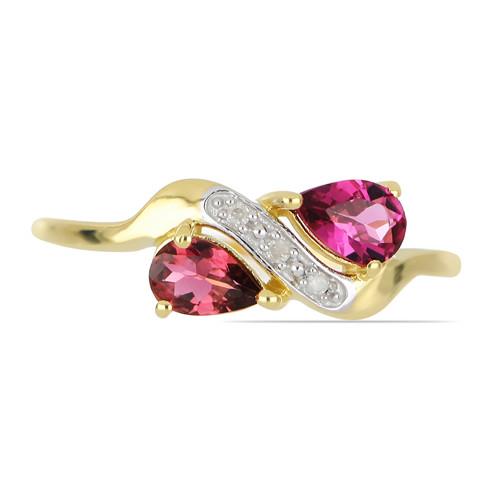 BUY 14K GOLD NATURAL  RUBELLITE GEMSTONE STYLISH RING